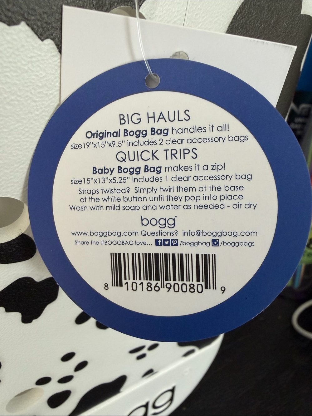 Baby Bogg Bag Tote in Black & White Cow Print - Picture 4 of 4